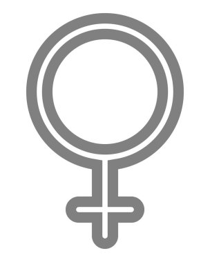 Kadın sembol simge - orta gri ince özetlenen illüstrasyon vektör yuvarlak, izole-