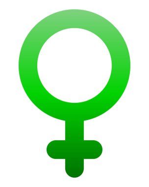 Kadın sembol simge - yeşil yuvarlak degrade, izole - illüstrasyon vektör
