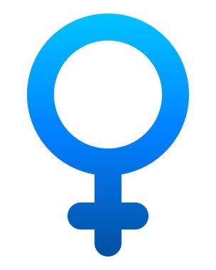 Kadın sembol simge - mavi yuvarlak degrade, izole - illüstrasyon vektör