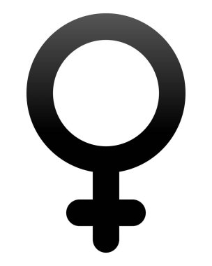 Kadın sembol simge - siyah yuvarlak degrade, izole - illüstrasyon vektör