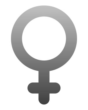 Kadın sembol simge - orta gri yuvarlak degrade, izole - illüstrasyon vektör