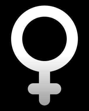 Kadın sembol simge - beyaz yuvarlak degrade, izole - illüstrasyon vektör