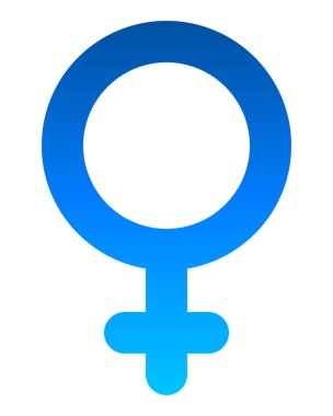 Kadın sembol simge - mavi yuvarlak degrade, izole - illüstrasyon vektör