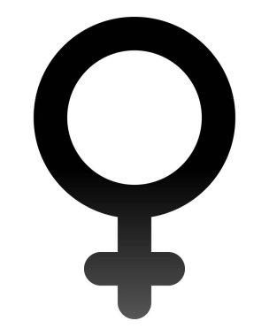 Kadın sembol simge - siyah yuvarlak degrade, izole - illüstrasyon vektör