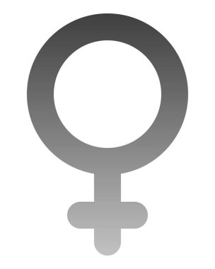 Kadın sembol simge - orta gri yuvarlak degrade, izole - illüstrasyon vektör