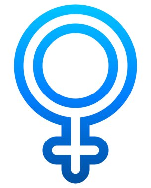 Kadın sembol simge - yuvarlak mavi degrade, özetlenen izole - illüstrasyon vektör