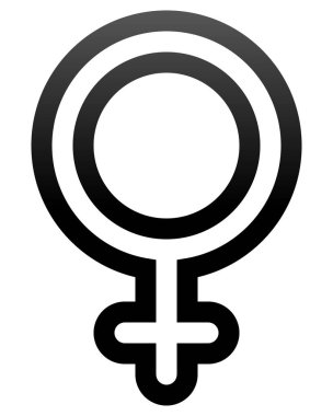 Kadın sembol simge - siyah yuvarlak özetlenen degrade, izole - illüstrasyon vektör