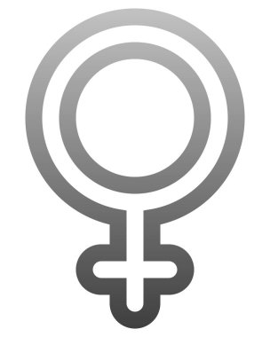 Kadın sembol simge - orta gri yuvarlak özetlenen degrade, izole - illüstrasyon vektör