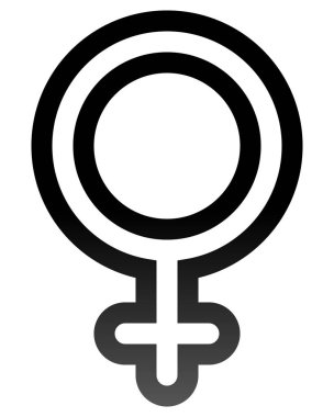 Kadın sembol simge - siyah yuvarlak özetlenen degrade, izole - illüstrasyon vektör