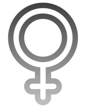 Kadın sembol simge - orta gri yuvarlak özetlenen degrade, izole - illüstrasyon vektör