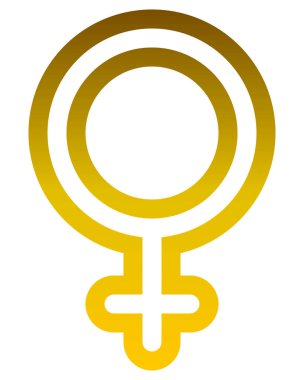 Kadın sembol simge - yuvarlak altın özetlenen degrade, izole - illüstrasyon vektör