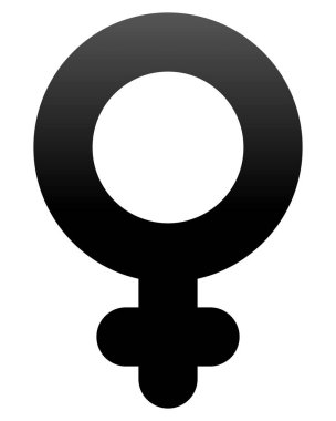 Kadın sembol simge - siyah kalın yuvarlak degrade, izole - illüstrasyon vektör