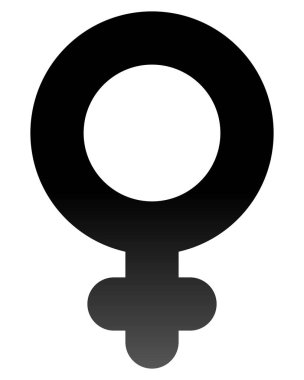 Kadın sembol simge - siyah kalın yuvarlak degrade, izole - illüstrasyon vektör