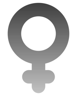 Kadın sembol simge - orta gri kalın yuvarlak degrade, izole - illüstrasyon vektör