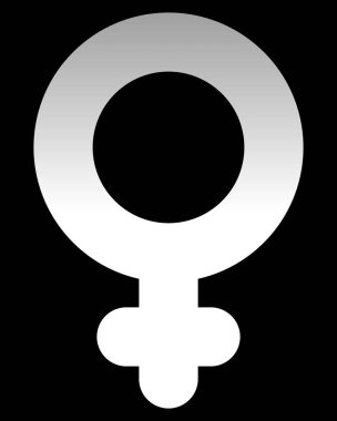 Kadın sembol simge - beyaz kalın yuvarlak degrade, izole - illüstrasyon vektör