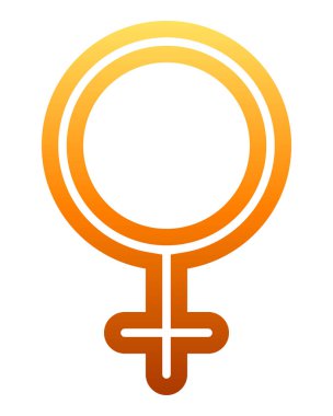 Kadın sembol simge - turuncu ince yuvarlak özetlenen degrade, izole - illüstrasyon vektör