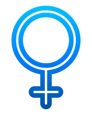 Kadın sembol simge - mavi ince yuvarlak özetlenen degrade, izole - illüstrasyon vektör