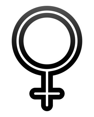 Kadın sembol simge - siyah ince yuvarlak özetlenen degrade, izole - illüstrasyon vektör