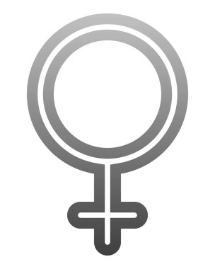 Kadın sembol simge - orta gri ince yuvarlak özetlenen degrade, izole - illüstrasyon vektör