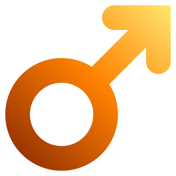 Icône Symbole Masculin Dégradé Arrondi Épais Orange Isolé Illustration Vectorielle — Image vectorielle