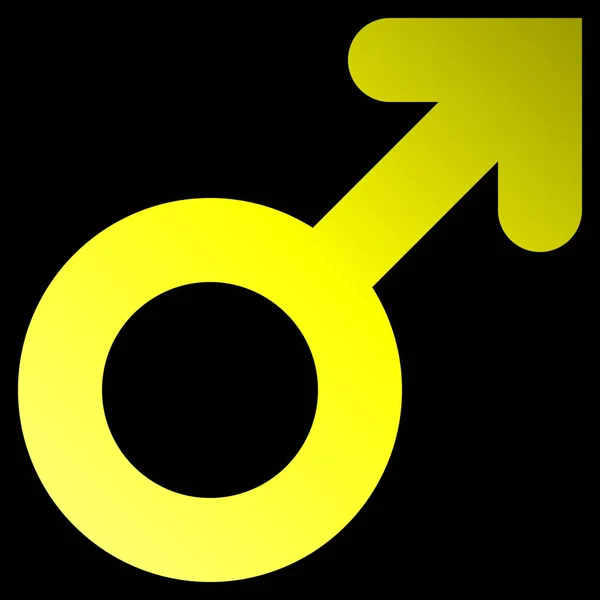 Αρσενικό Σύμβολο Εικονίδιο Κίτρινο Χοντρό Στρογγυλεμένες Διαβάθμιση Απομονωμένη Διανυσματικά Εικονογράφηση — Διανυσματικό Αρχείο