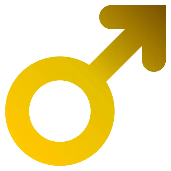 Icône Symbole Masculin Dégradé Arrondi Épais Doré Isolé Illustration Vectorielle — Image vectorielle