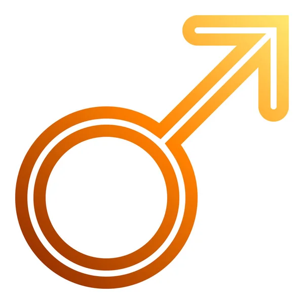 Male Symbol Icon Orange Thin Rounded Outlined Gradient Isolated Vector — Stock Vector