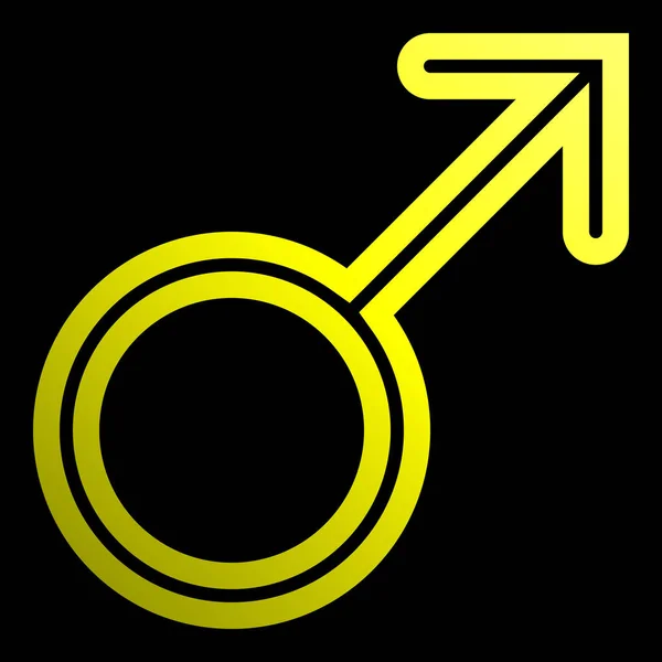 Icône Symbole Masculin Jaune Mince Arrondi Dégradé Contour Isolé Illustration — Image vectorielle