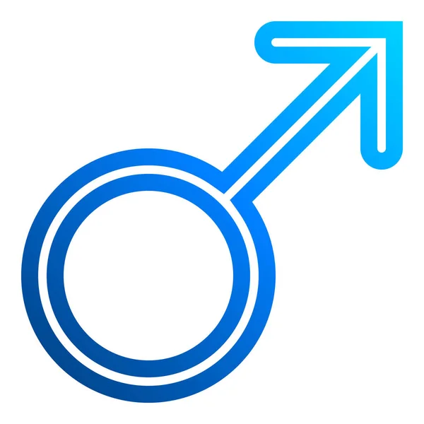 Ikonu Mužského Symbolu Modrý Tenký Zaoblený Nastínil Přechodu Izolované Vektorové — Stockový vektor