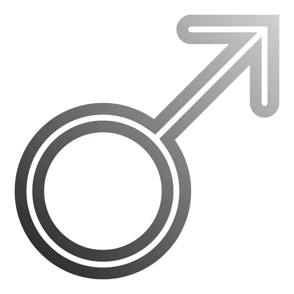 Icône Symbole Masculin Dégradé Arrondi Mince Gris Moyen Isolé Illustration — Image vectorielle