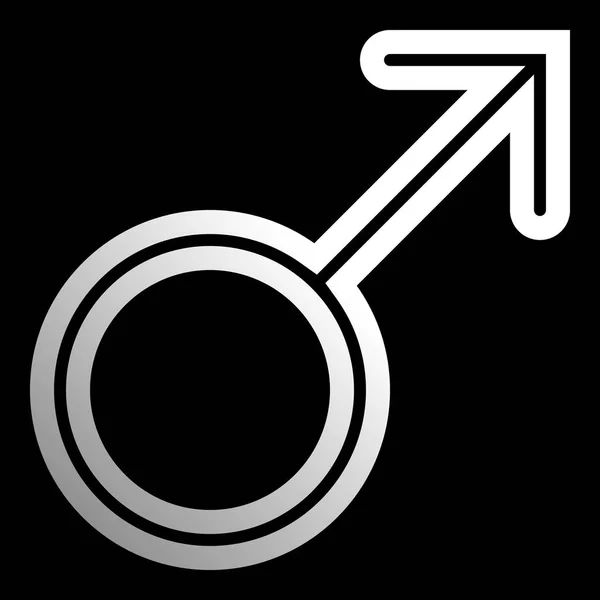 Icône Symbole Masculin Blanc Mince Arrondi Dégradé Isolé Illustration Vectorielle — Image vectorielle