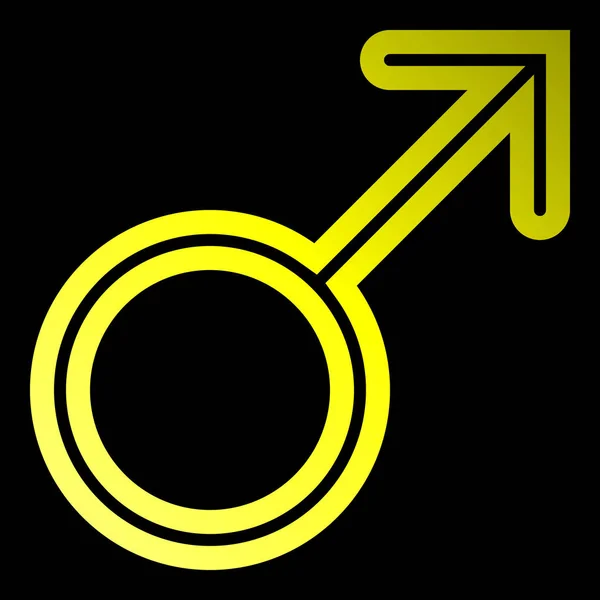 Значок Мужского Символа Жёлтый Тонкий Округлый Градиент Изолированный Векторная Иллюстрация — стоковый вектор