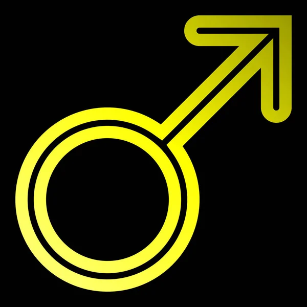 Icône Symbole Masculin Jaune Mince Arrondi Dégradé Contour Isolé Illustration — Image vectorielle