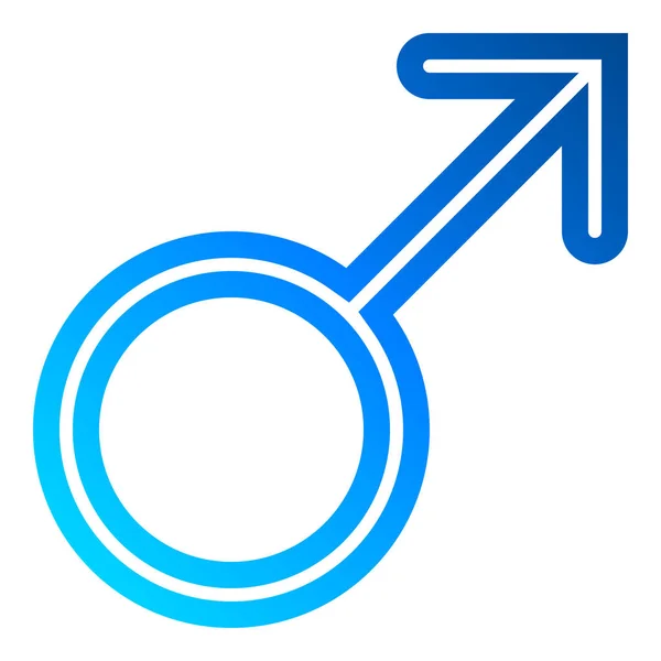 Ikonu Mužského Symbolu Modrý Tenký Zaoblený Nastínil Přechodu Izolované Vektorové — Stockový vektor
