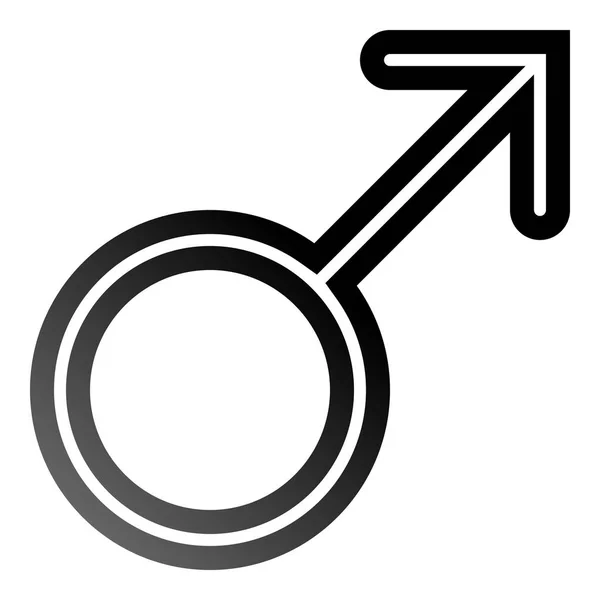 男性标志图标 黑色稀薄的圆形概述的梯度 被隔绝的 向量例证 — 图库矢量图片
