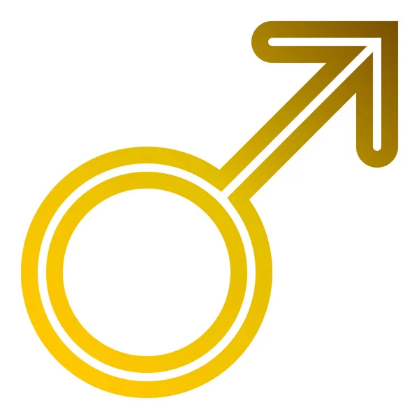 Ikona Mężczyzna Symbol Golden Cienka Zaokrąglona Opisane Gradient Białym Tle — Wektor stockowy
