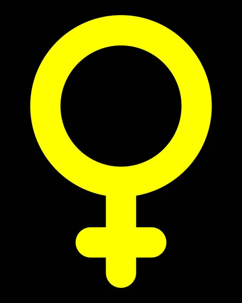 Female Symbol Icon Yellow Rounded Isolated Vector Illustration — Stock Vector