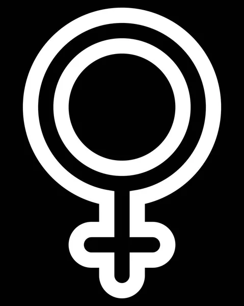 Ícone Símbolo Feminino Branco Arredondado Delineado Isolado Ilustração Vetorial — Vetor de Stock
