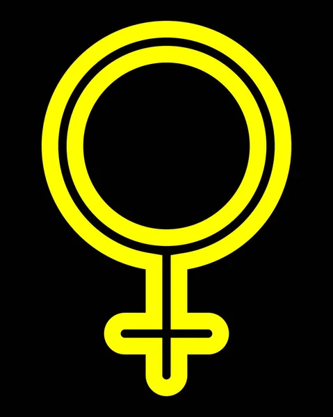 Icono Símbolo Femenino Amarillo Delgado Delineado Redondeado Aislado Ilustración Vectorial — Vector de stock