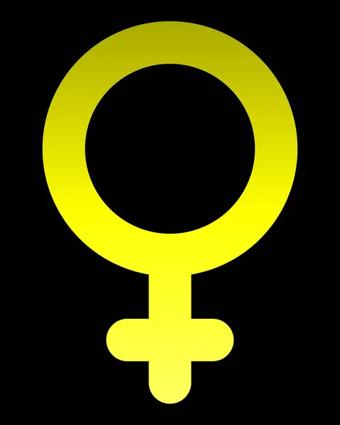 Female Symbol Icon Yellow Rounded Gradient Isolated Vector Illustration — Stock Vector