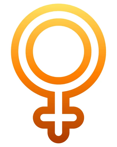 女性のシンボルのアイコン 丸みを帯びたオレンジ概説グラデーション ベクトル イラスト — ストックベクタ