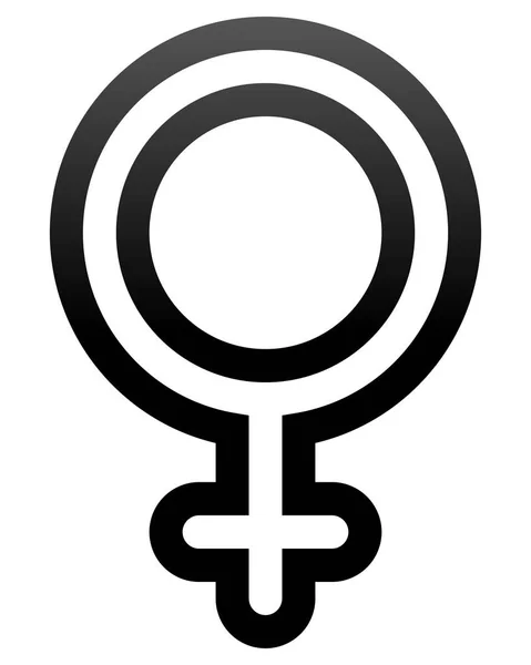 Ícone Símbolo Feminino Preto Arredondado Gradiente Delineado Isolado Ilustração Vetorial — Vetor de Stock