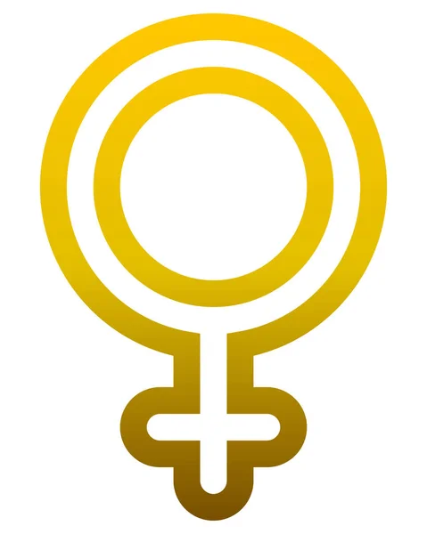 Ícone Símbolo Feminino Dourado Arredondado Gradiente Delineado Isolado Ilustração Vetorial — Vetor de Stock