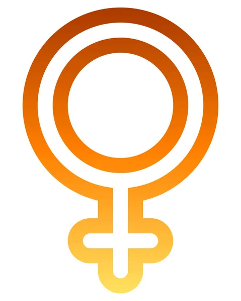 Female Symbol Icon Orange Rounded Outlined Gradient Isolated Vector Illustration — Stock Vector