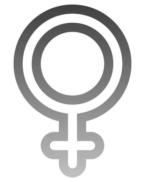 女性符号图标 中等灰色圆形轮廓梯度 向量例证 — 图库矢量图片