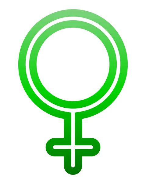 女性のシンボル アイコン 緑の薄い丸い概説グラデーション ベクトル イラスト — ストックベクタ