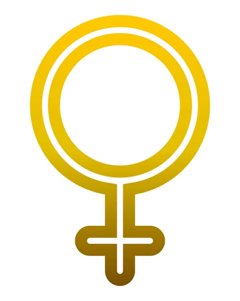 Female Symbol Icon Golden Thin Rounded Outlined Gradient Isolated Vector — Stock Vector