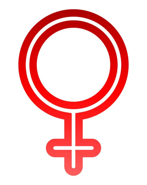 Icono Símbolo Femenino Rojo Delgada Delgada Delineada Gradiente Aislado Ilustración — Archivo Imágenes Vectoriales