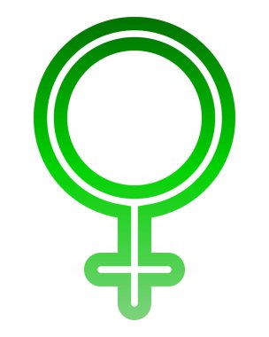 Kadın sembol simge - yeşil ince yuvarlak özetlenen degrade, izole - illüstrasyon vektör