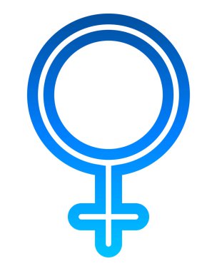 Kadın sembol simge - mavi ince yuvarlak özetlenen degrade, izole - illüstrasyon vektör